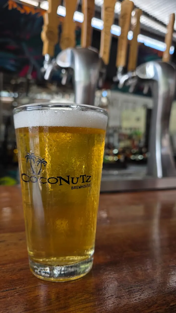 Una pinta de cerveza artesanal fría de Coconutz